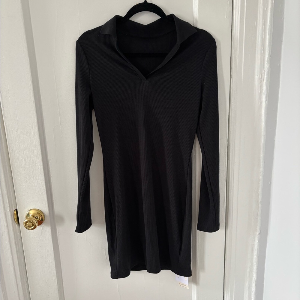 Ribbed Polo Sweater Dress